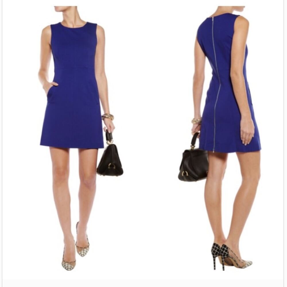 Diane Von Furstenberg Capreena Dress 10 Purple Sheath DVF Glam Cocktail V Neck